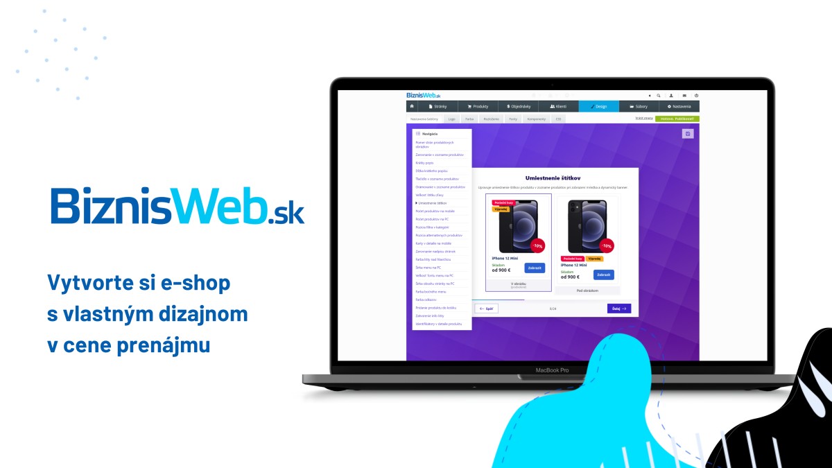 E-shop s vlastným dizajnom v cene prenájmu: na BiznisWeb.sk